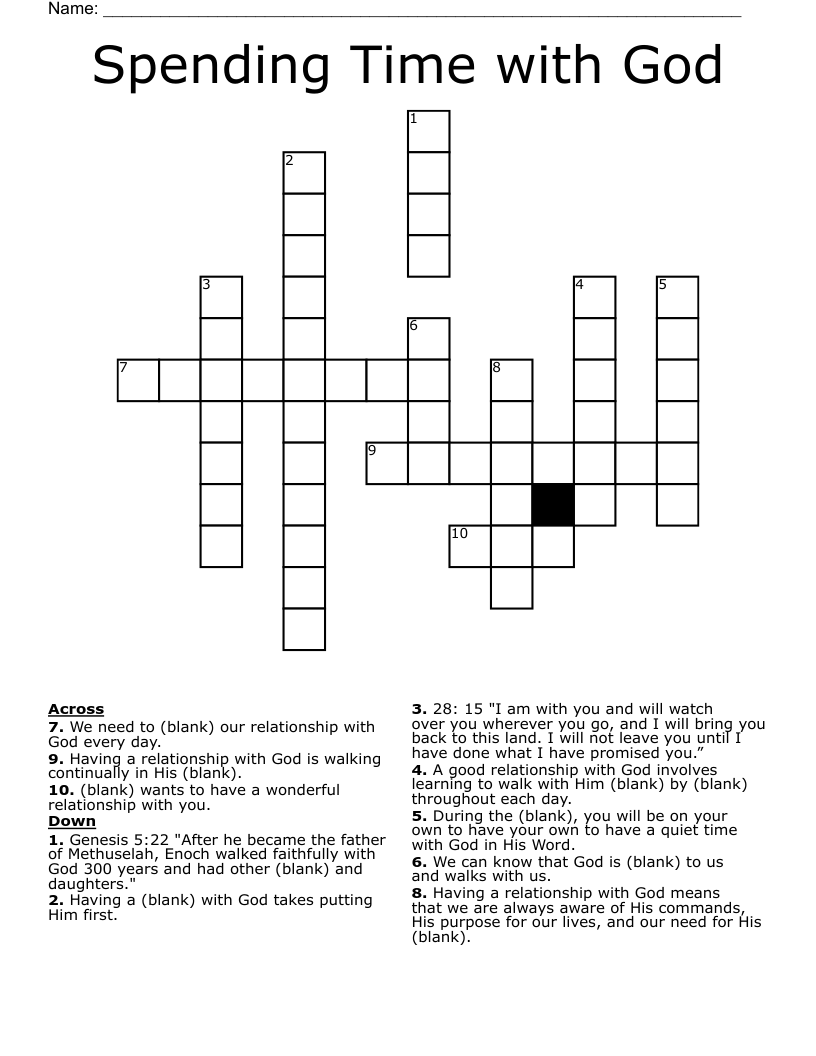 Spending Time with God Crossword