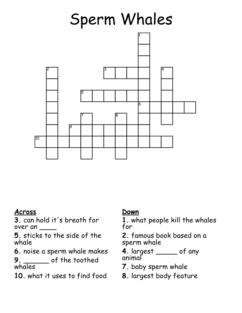 Sperm Whales Crossword