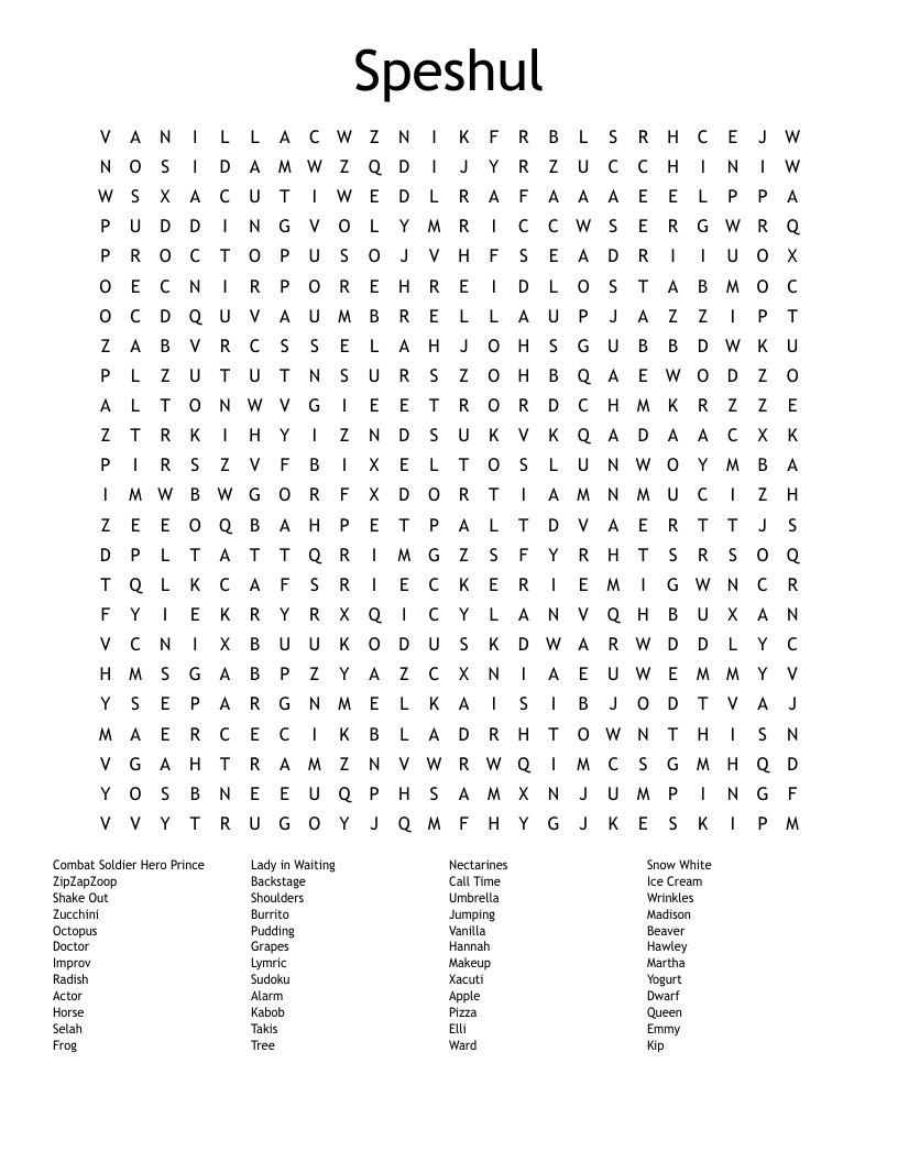 Speshul Word Search