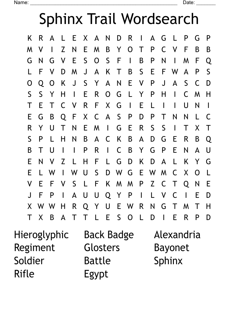 Sphinx Trail Wordsearch