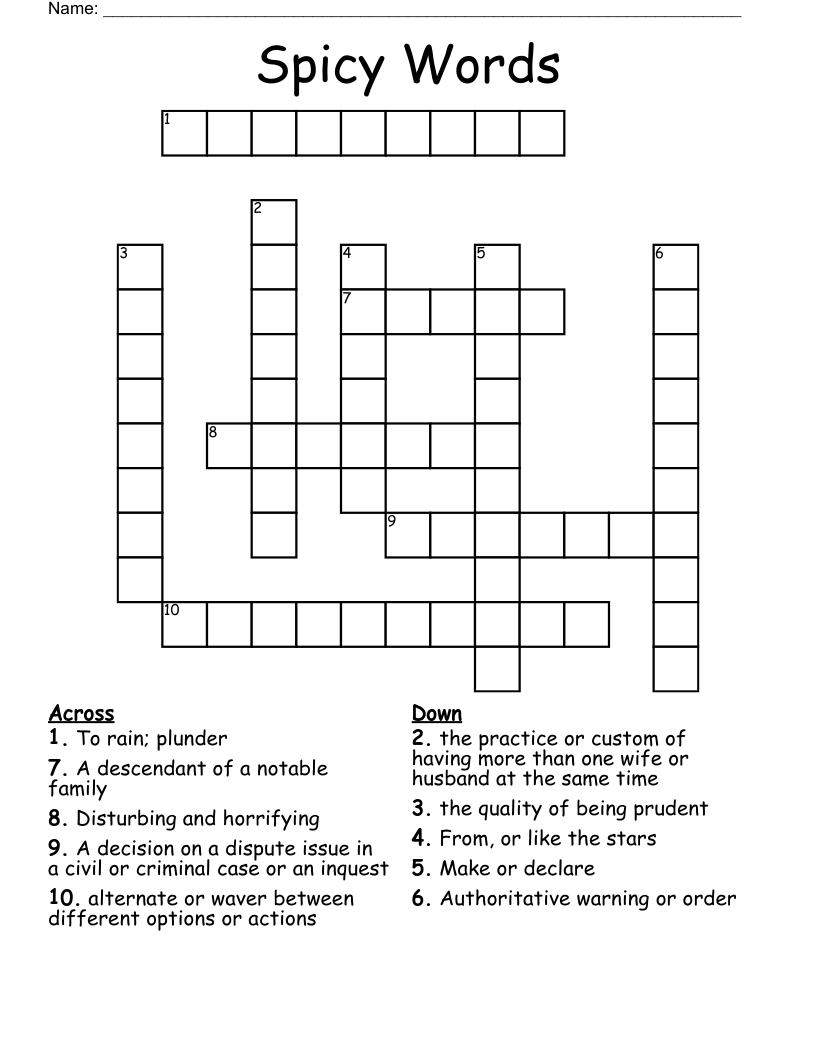 Spicy Words Crossword