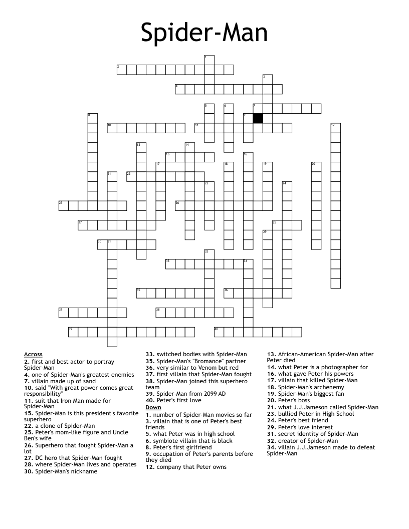 Spider-Man Crossword