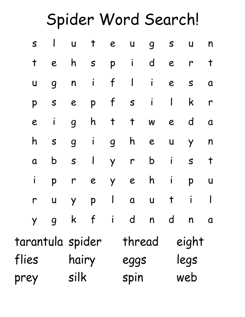 Spider Word Search!