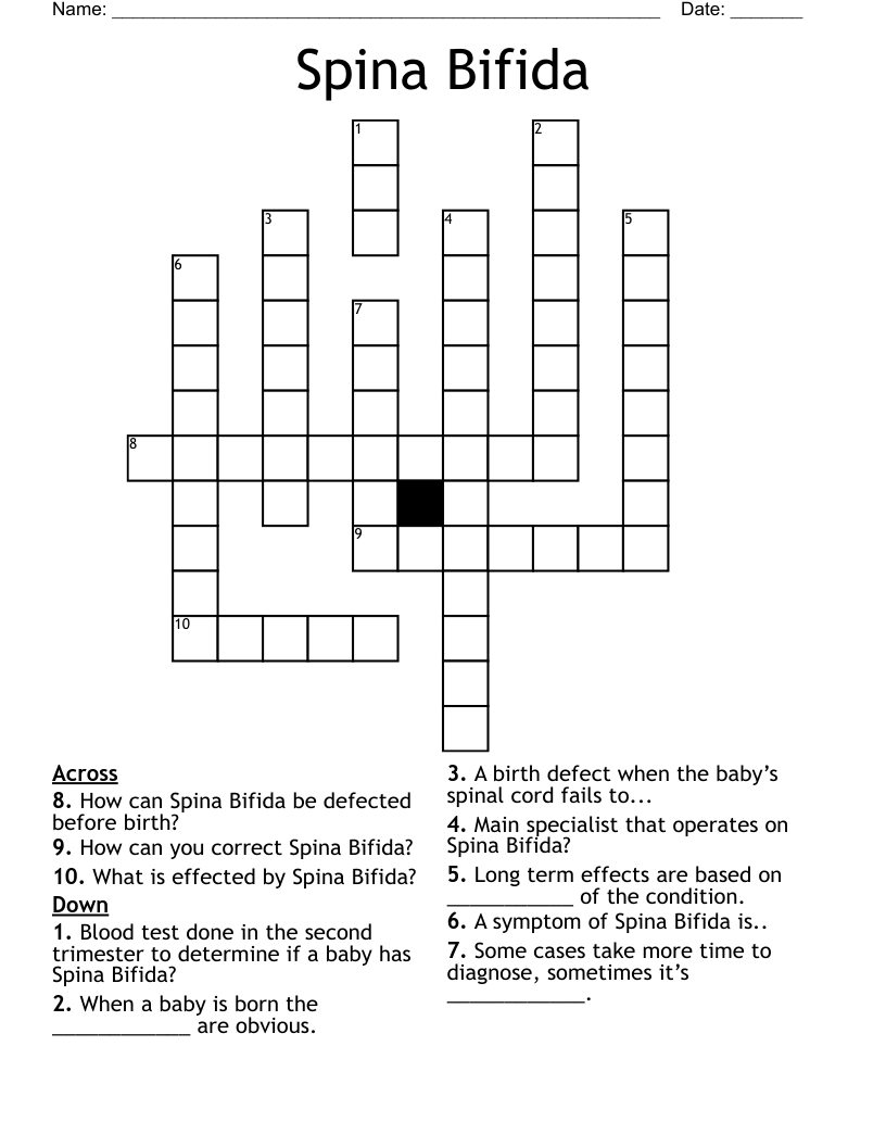 Spina Bifida Crossword