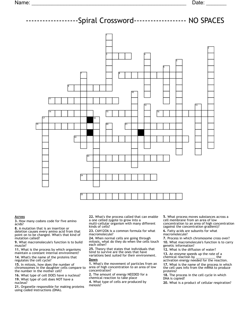 -------------------Spiral Crossword------------------- NO SPACES