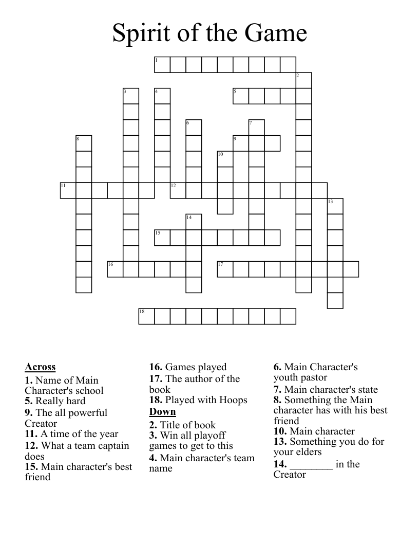 Spirit of the Game Crossword