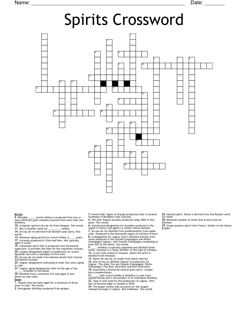Spirits Crossword