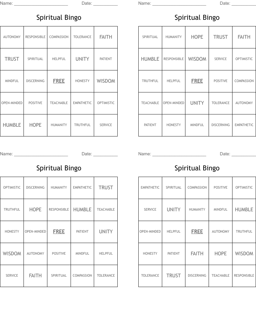 Spiritual Bingo