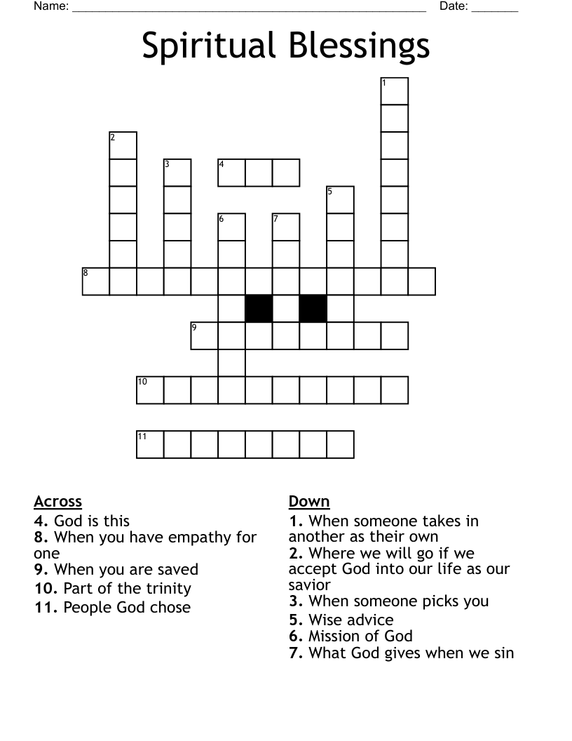 Spiritual Blessings Crossword