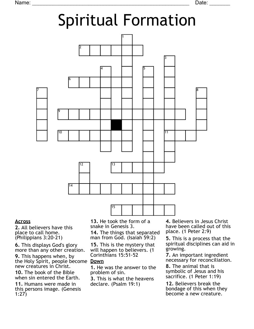 Spiritual Formation Crossword