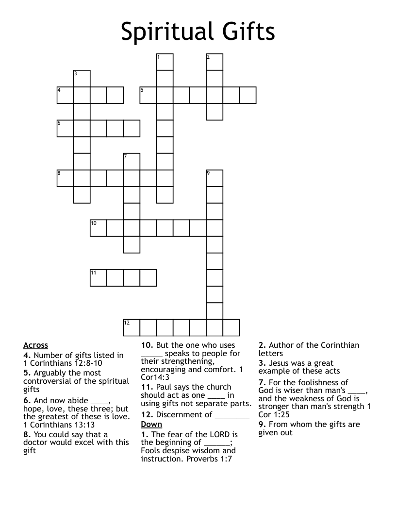 Spiritual Gifts Crossword