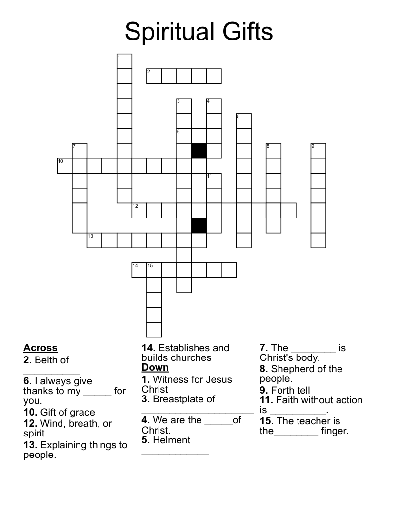 Spiritual Gifts Crossword