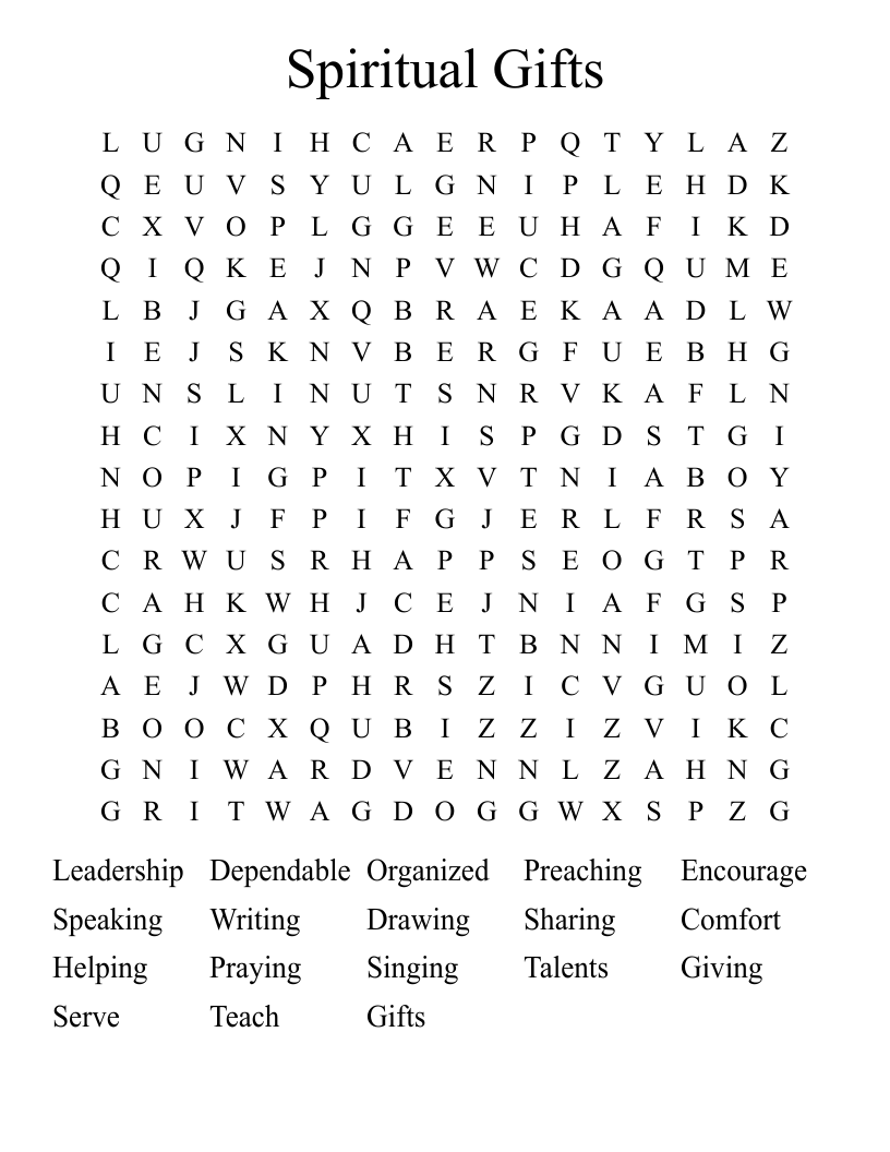 Spiritual Gifts Word Search