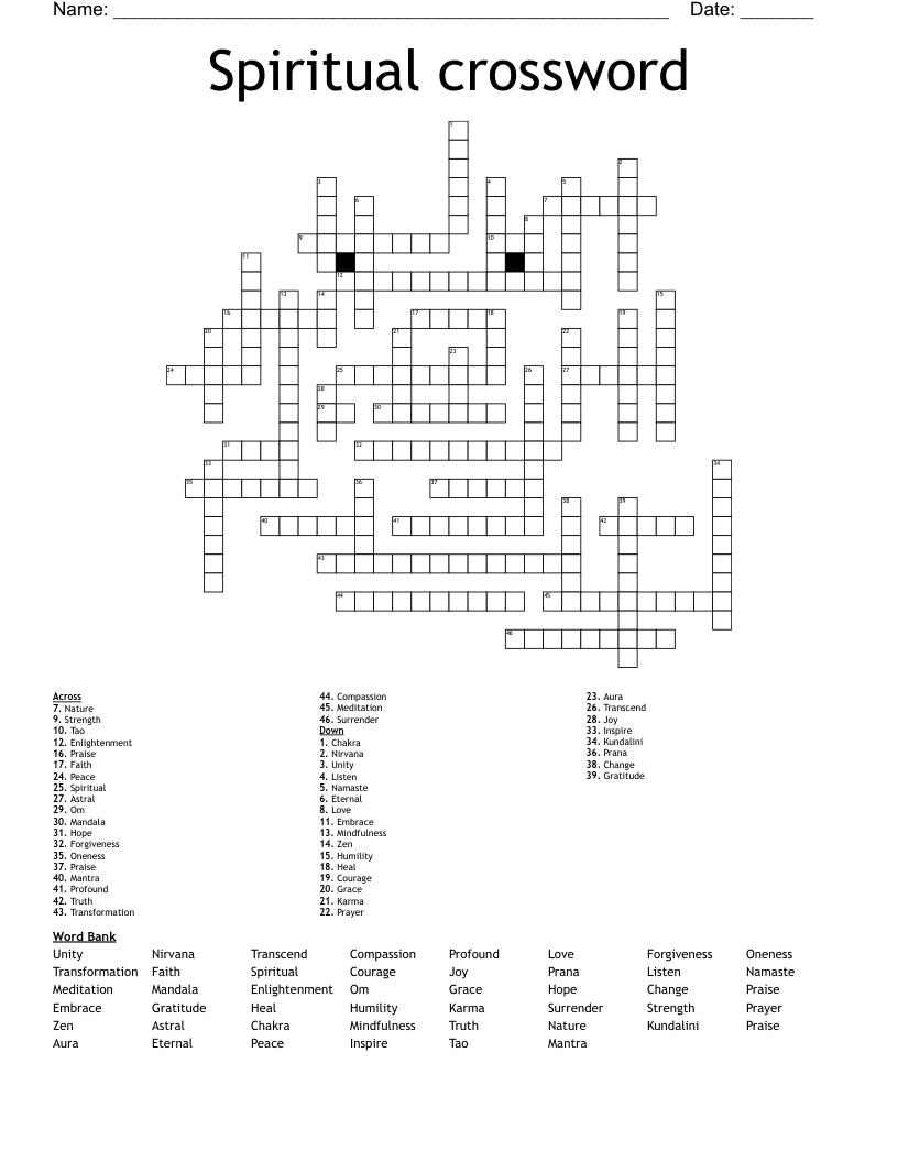 Spiritual  crossword 