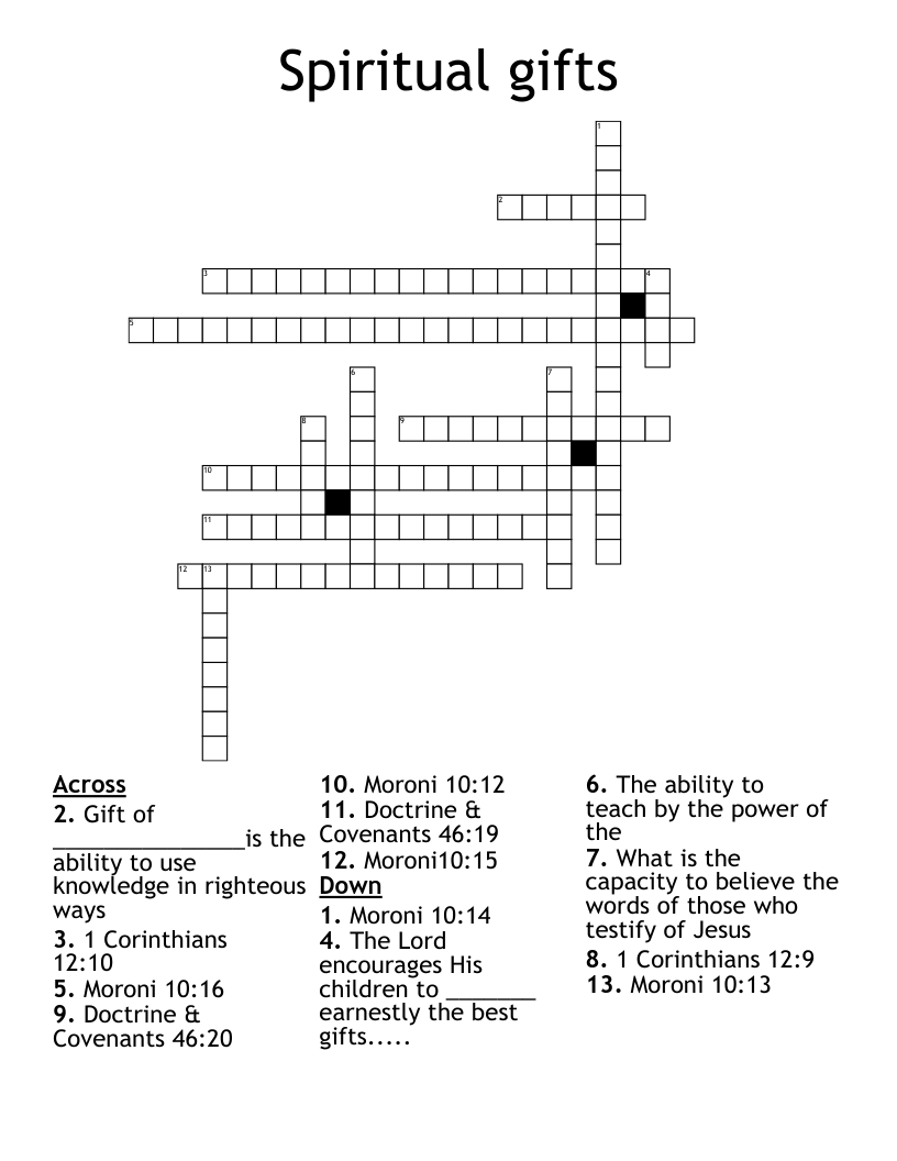 Spiritual gifts Crossword