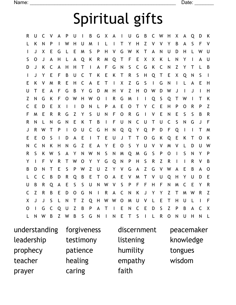Spiritual gifts Word Search
