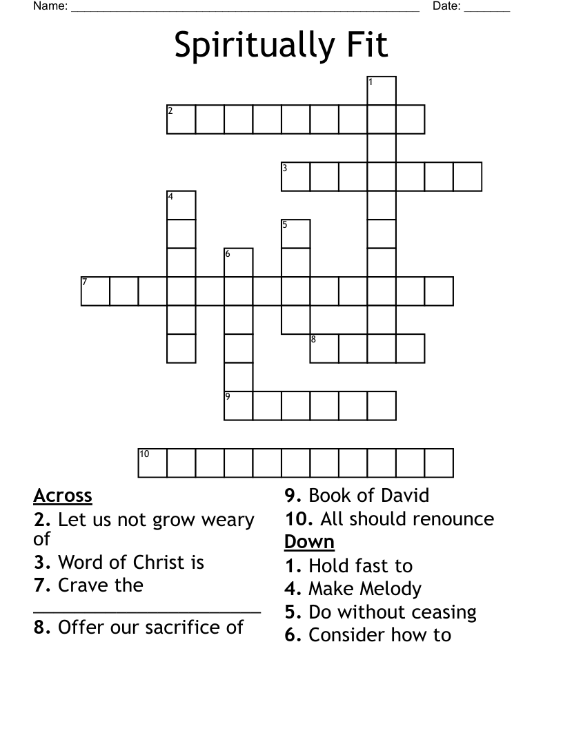 Spiritually Fit Crossword