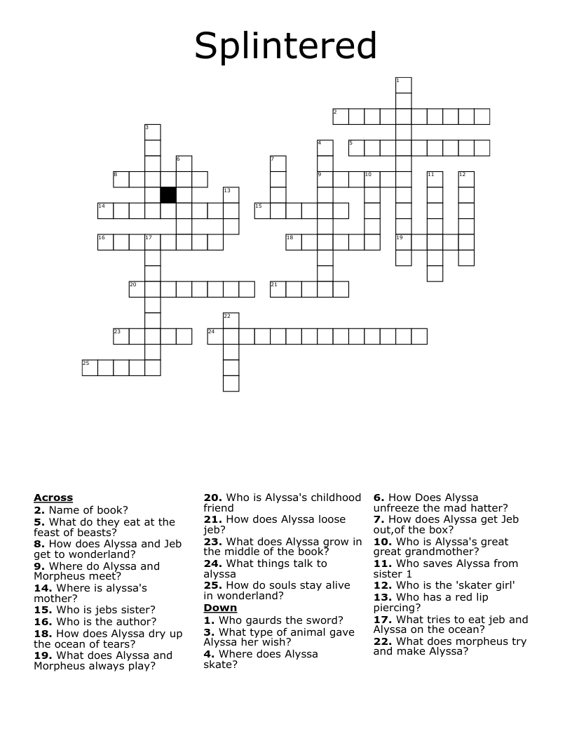 Splintered Crossword