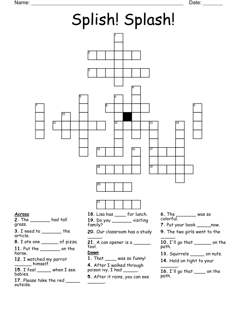 Splish! Splash! Crossword