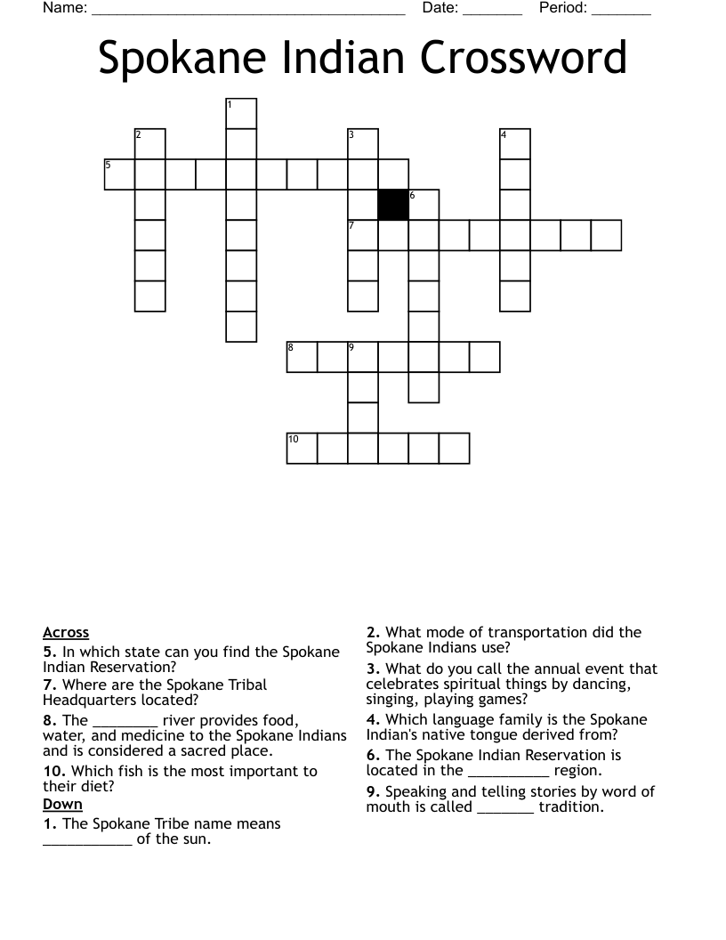 Spokane Indian Crossword