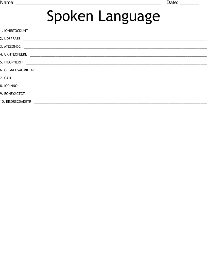 Spoken Language Word Scramble