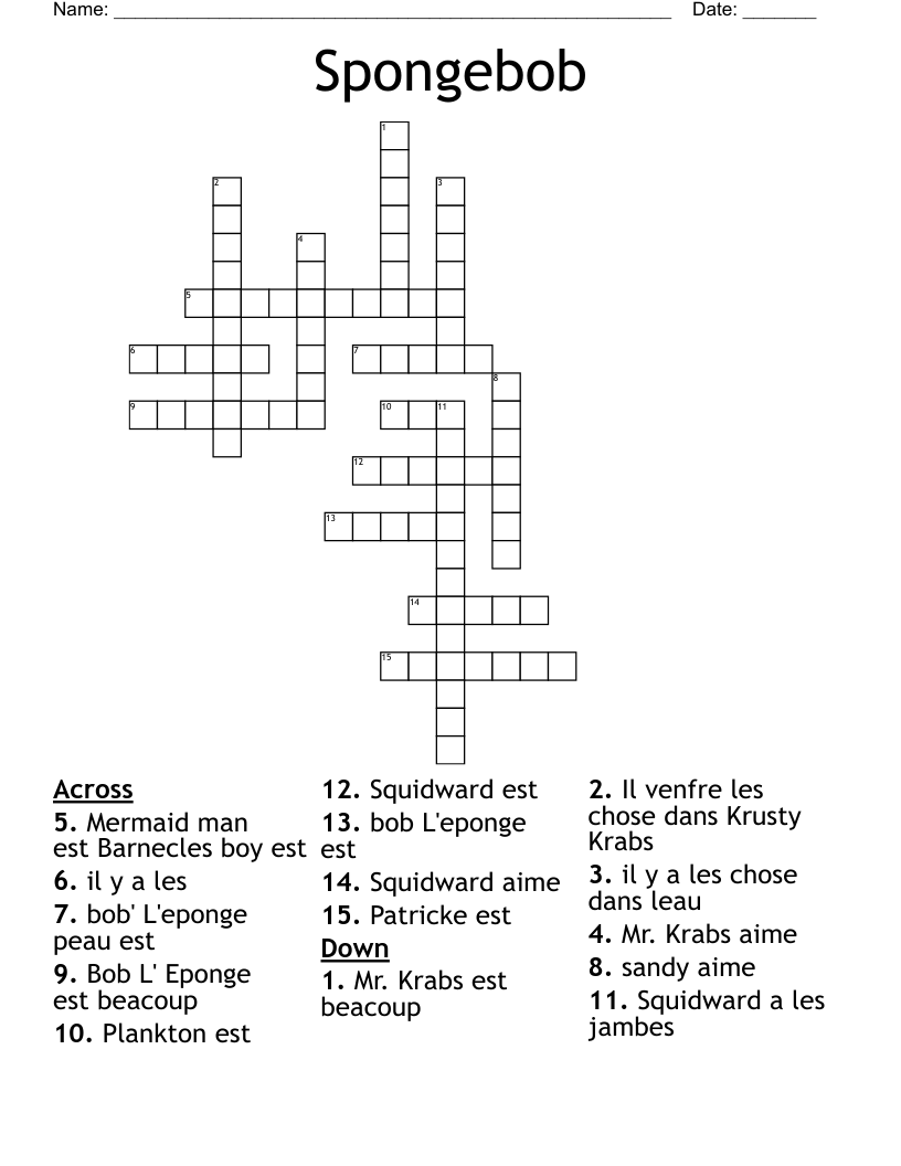 Spongebob Crossword