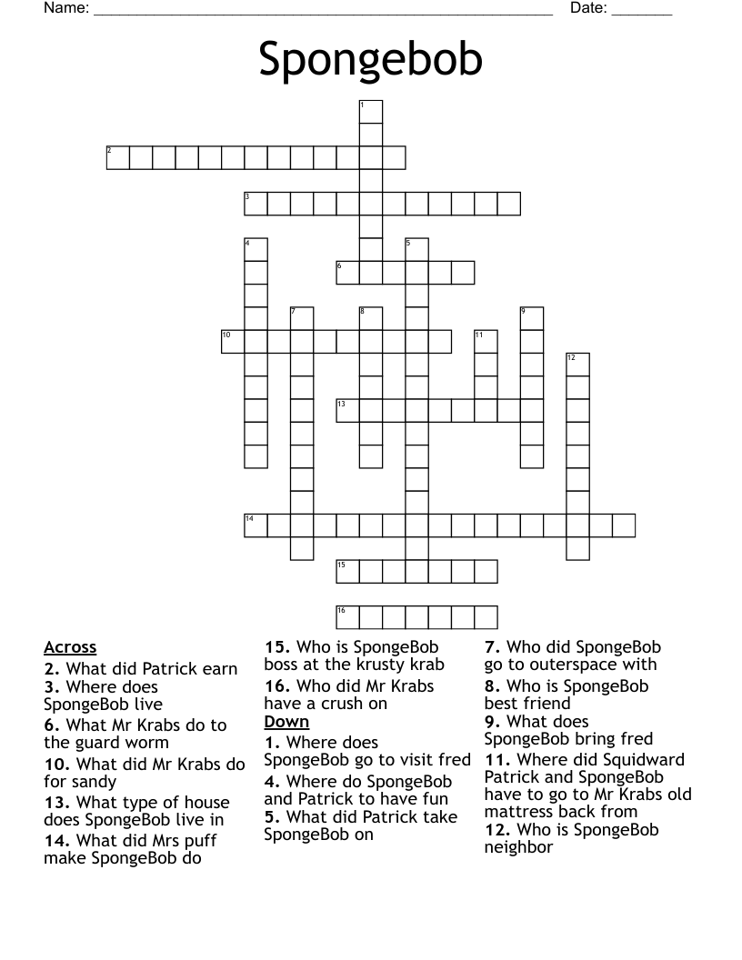 Spongebob Crossword