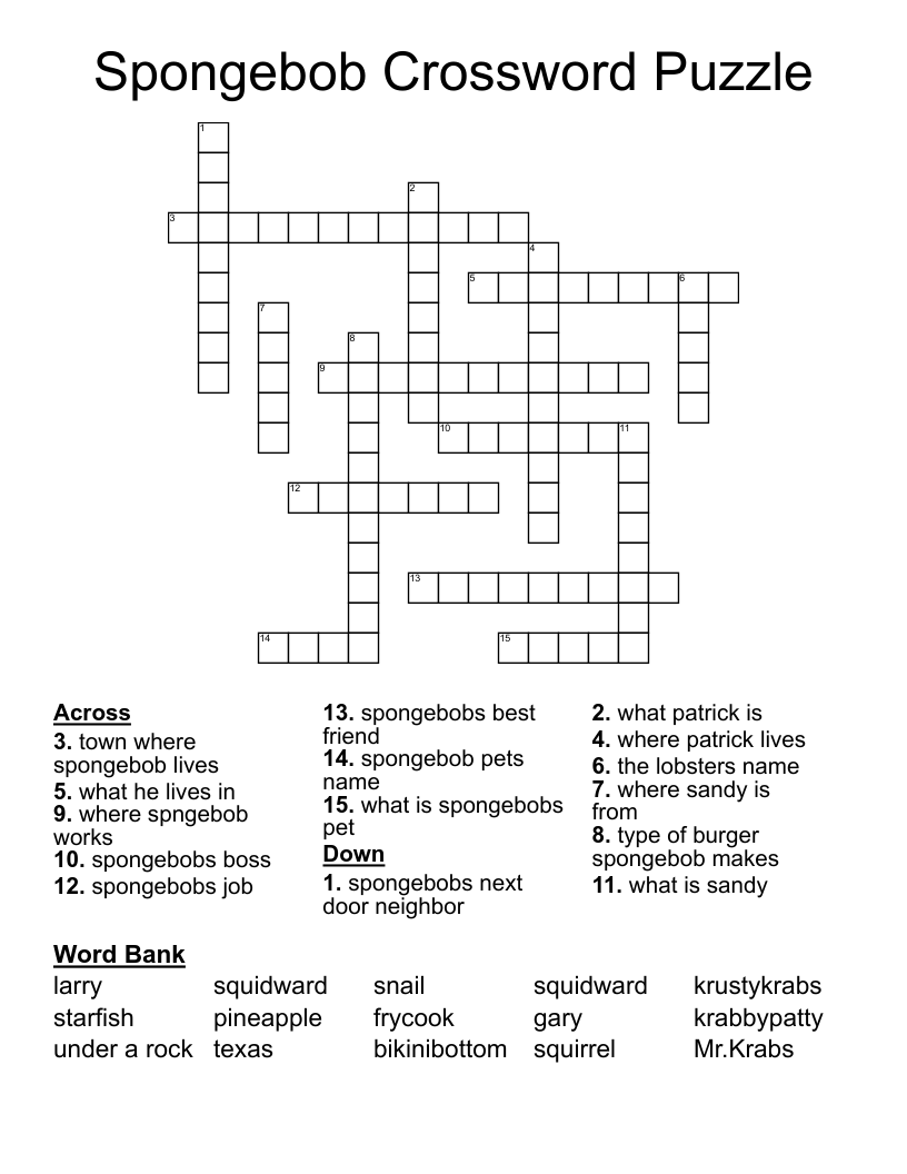Spongebob Crossword Puzzle