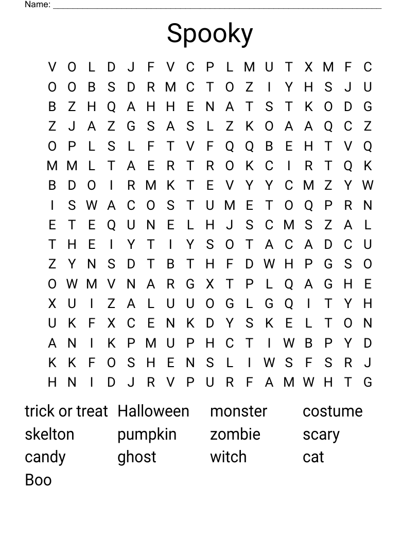 Spooky Word Search