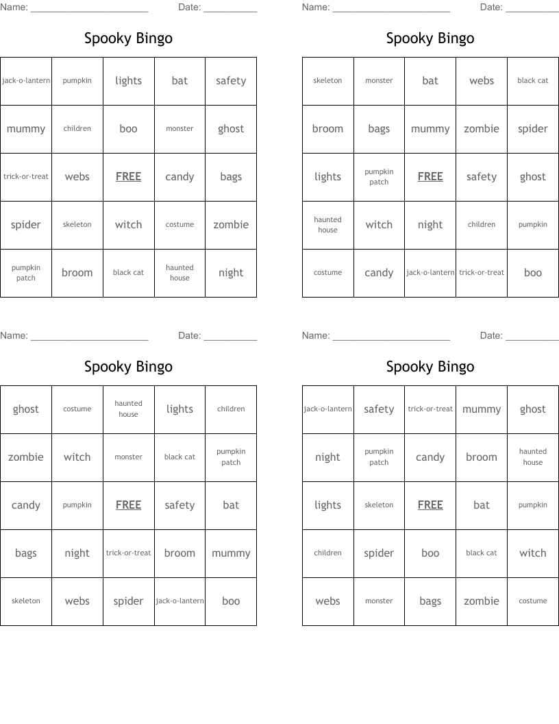 Spooky Bingo