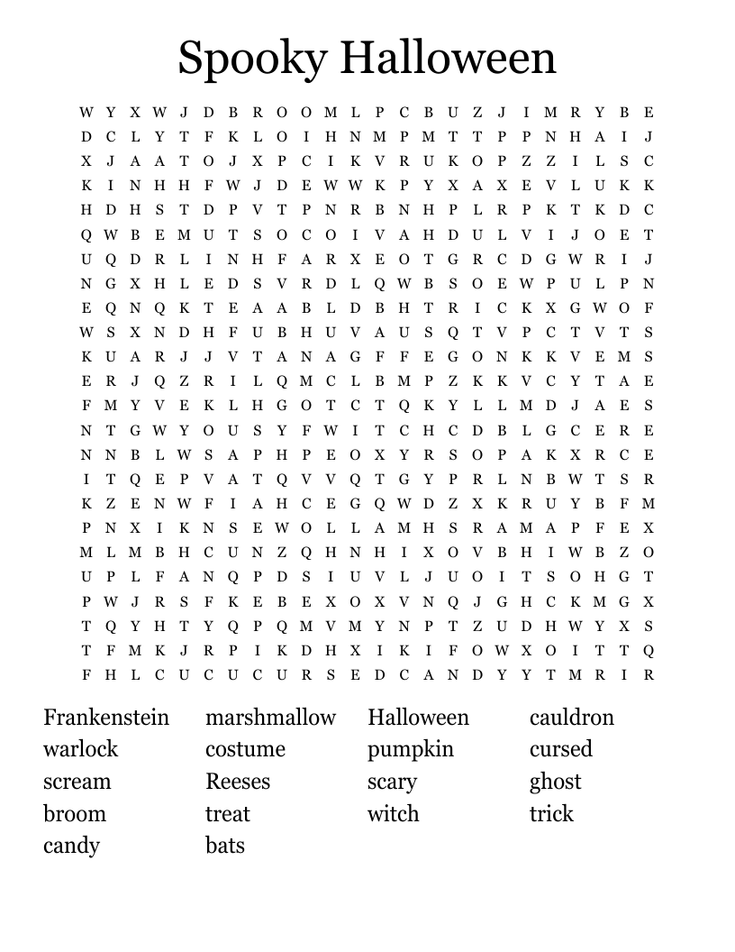 Spooky Halloween Word Search