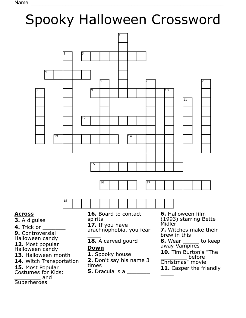 Spooky Halloween Crossword