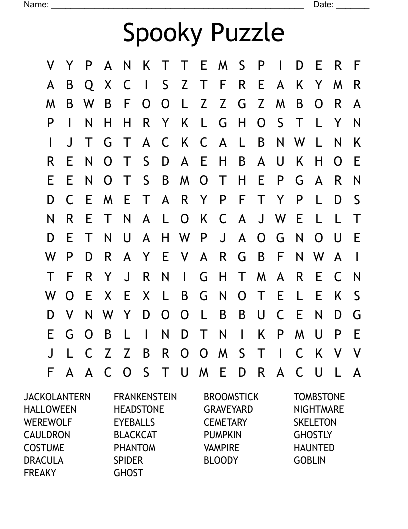 Spooky Puzzle Word Search