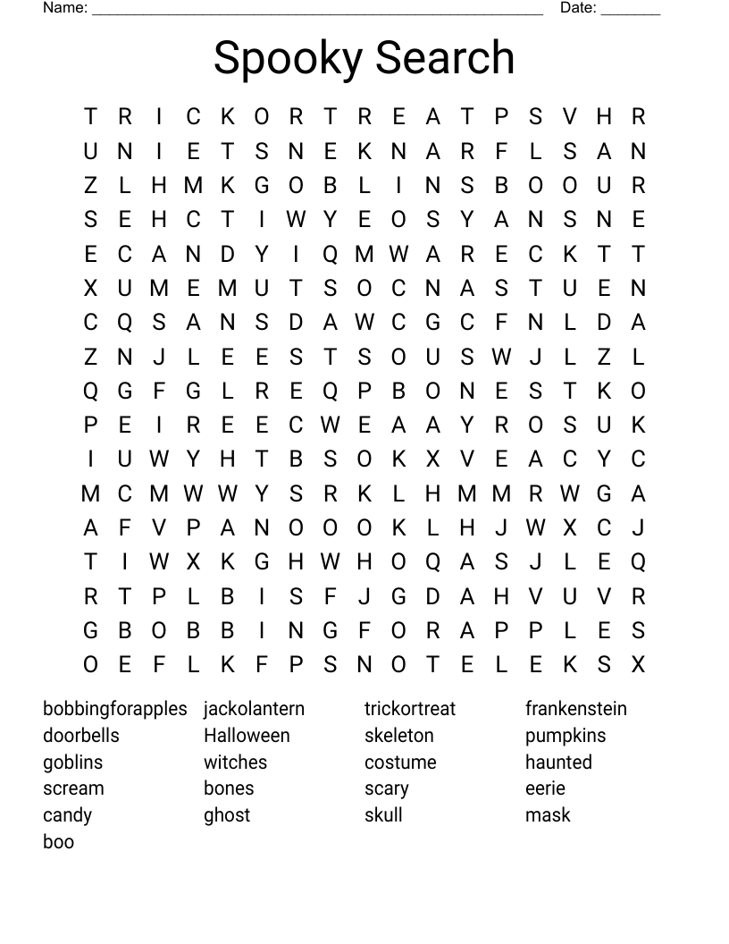 Spooky Search Word Search