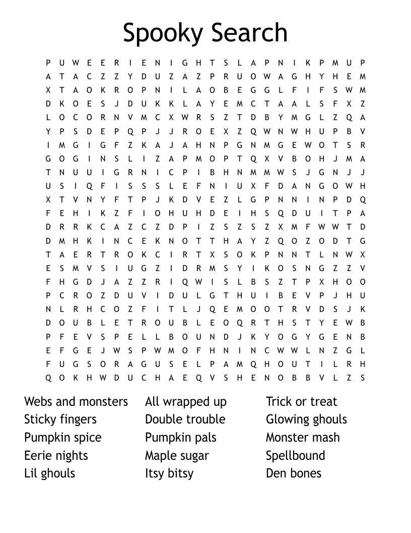 Spooky Search Word Search
