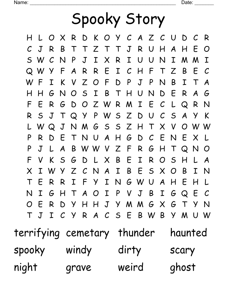 Spooky Story Word Search