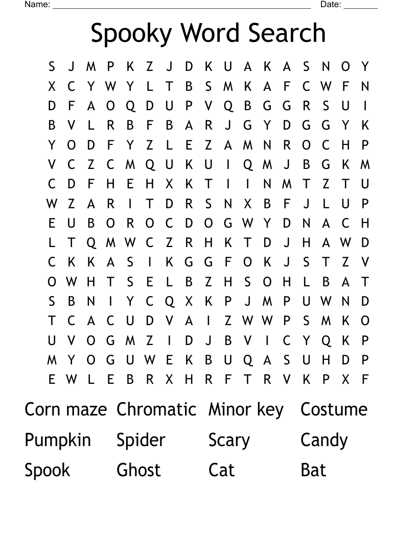 Spooky Word Search