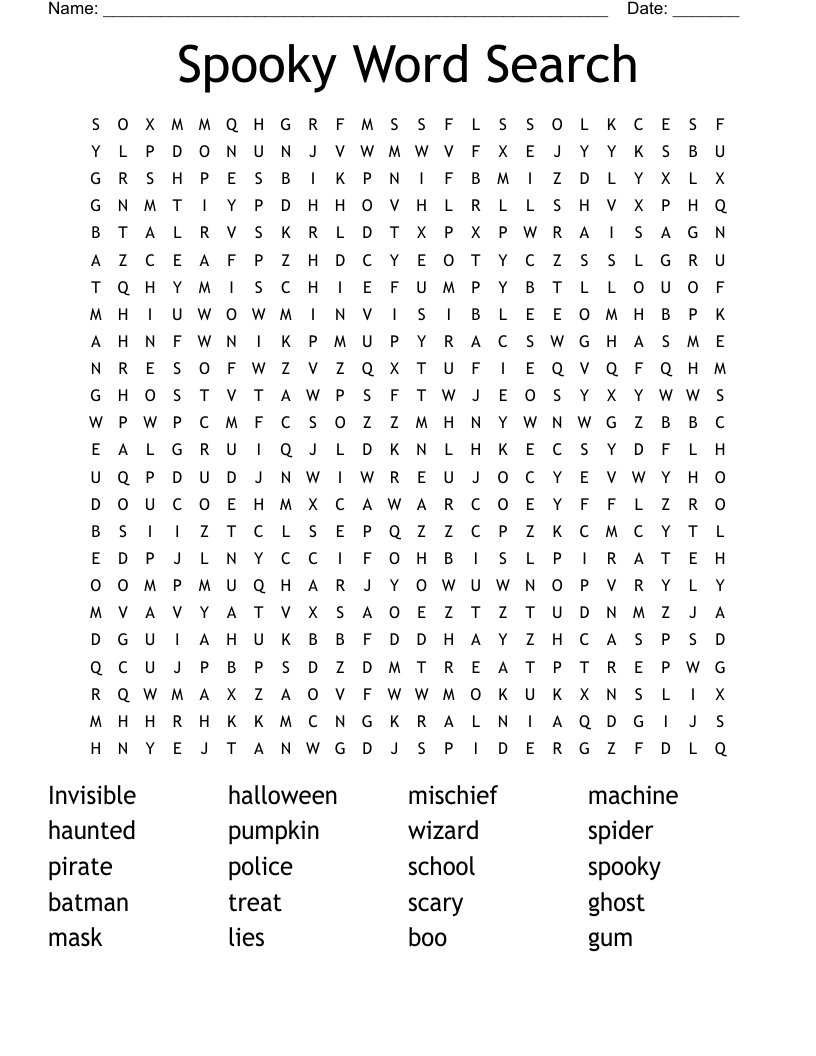 Spooky Word Search