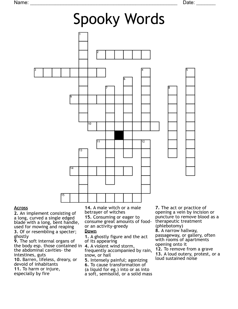 Spooky Words Crossword
