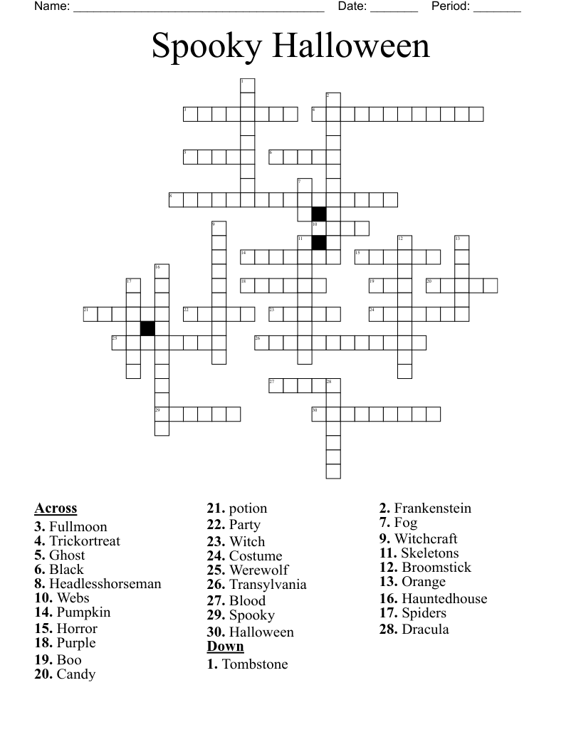 Spooky  Halloween  Crossword