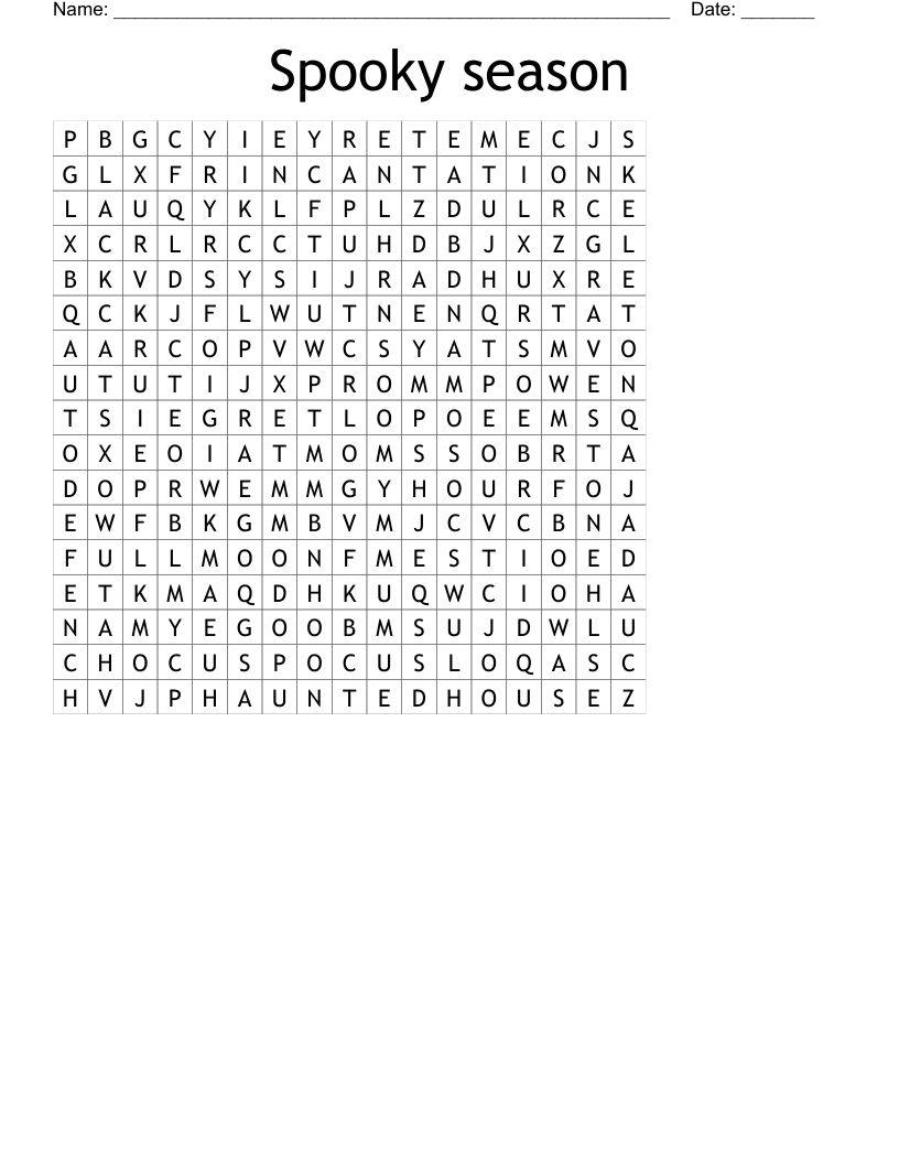 Spooky season Word Search