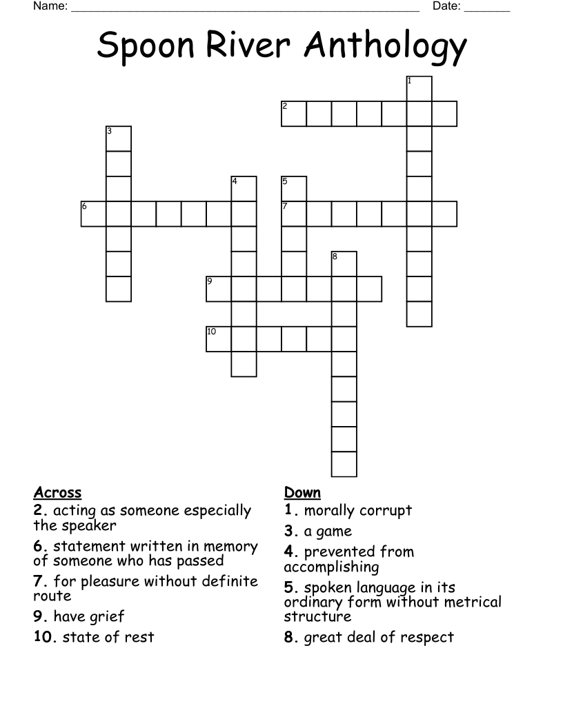 Spoon River Anthology Crossword
