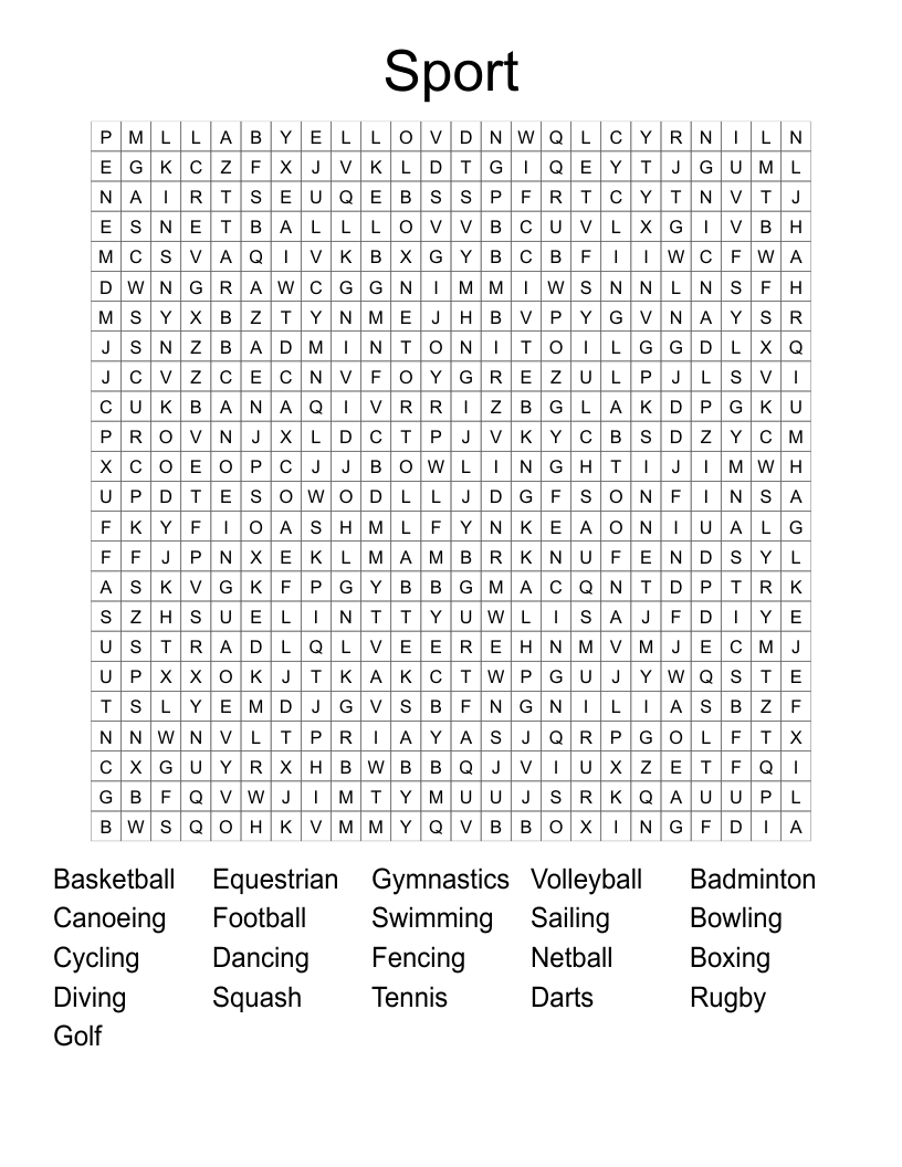Sport Word Search