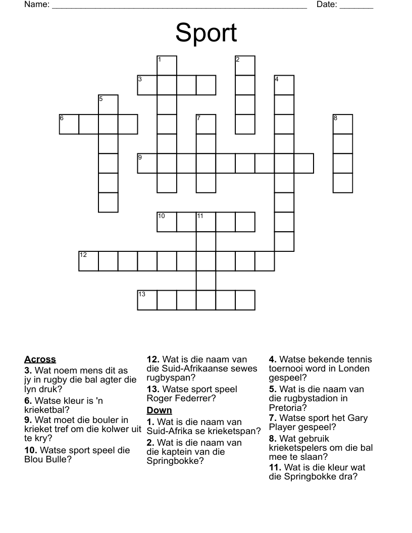 Sport Crossword