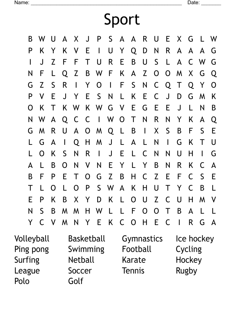 Sport Word Search