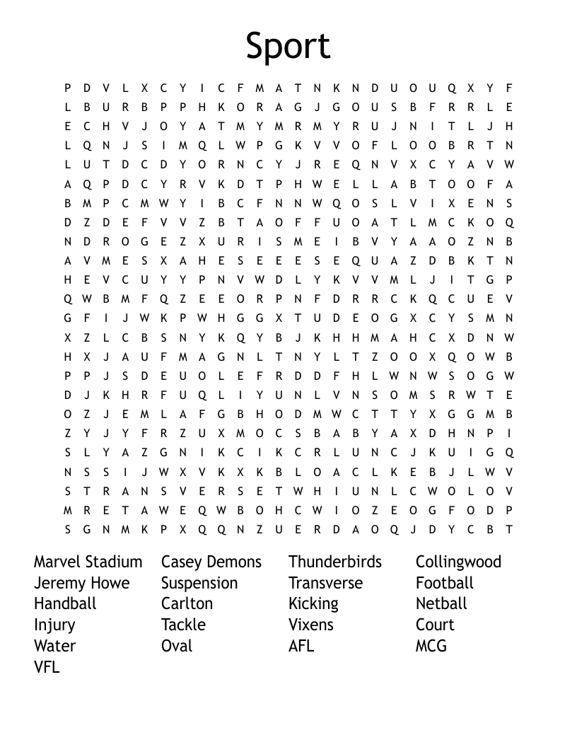 Sport Word Search