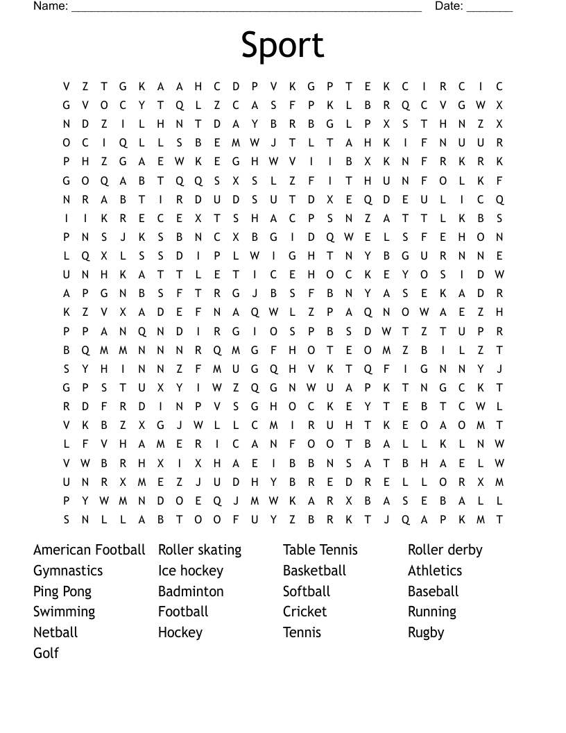 Sport Word Search
