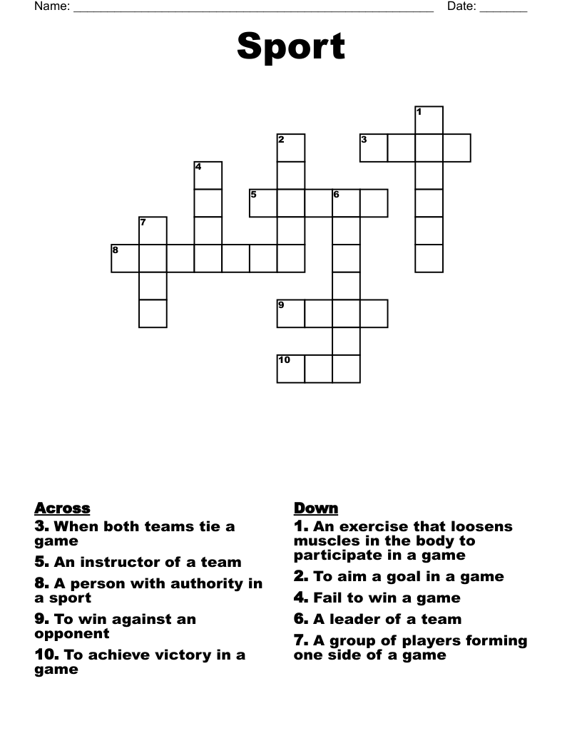 Sport Crossword