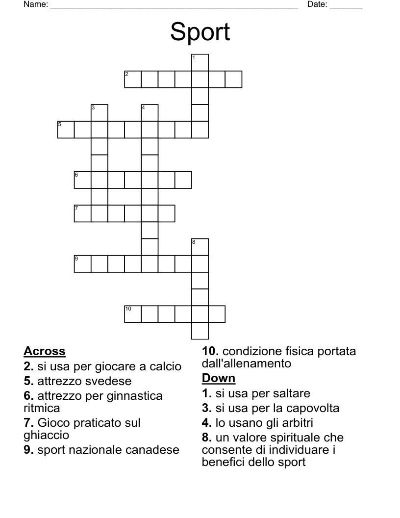 Sport Crossword