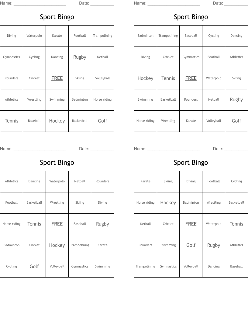 Sport Bingo 